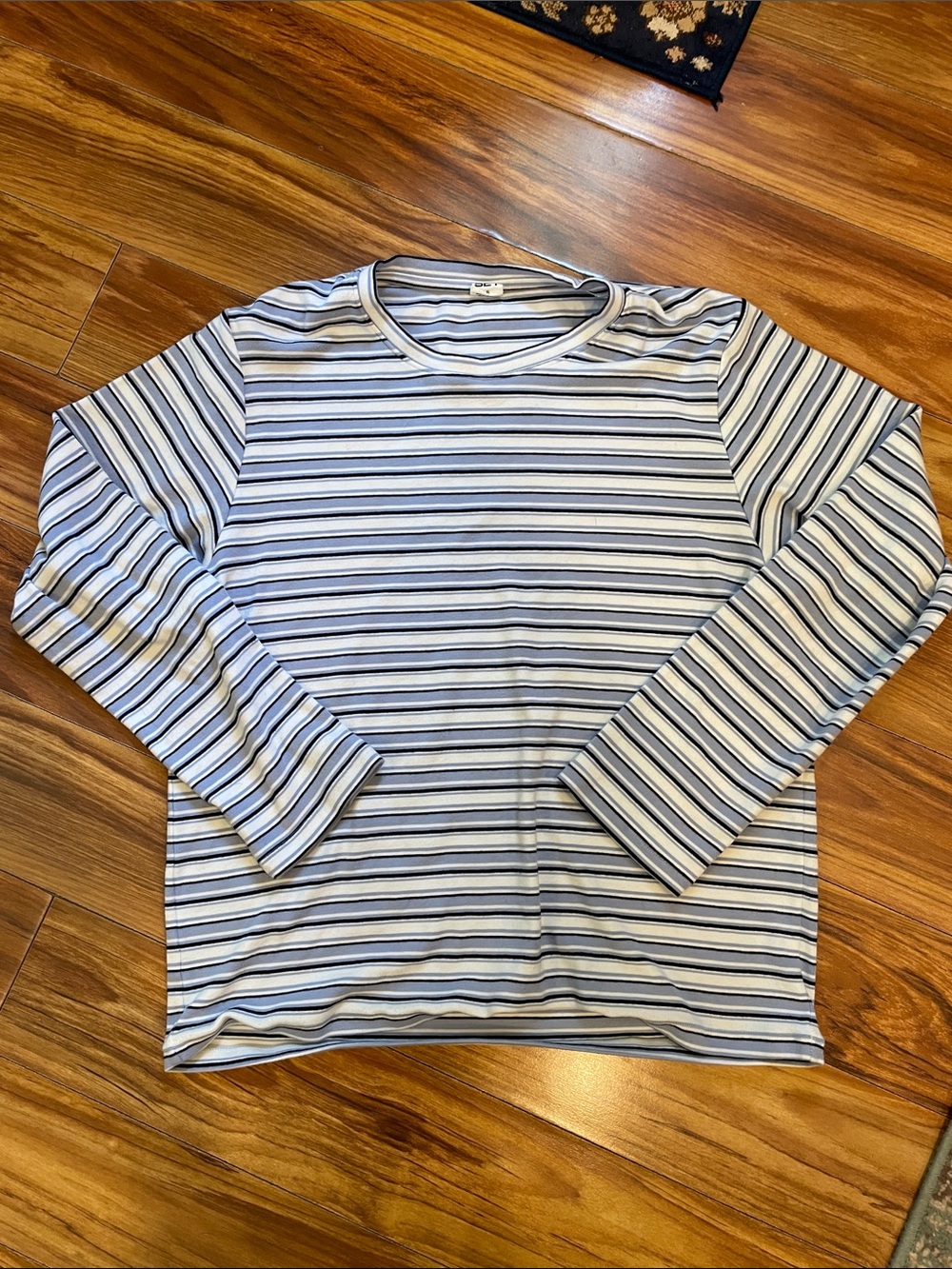 SET Active Striped Long-Sleeve Costal Crewneck Shirt
